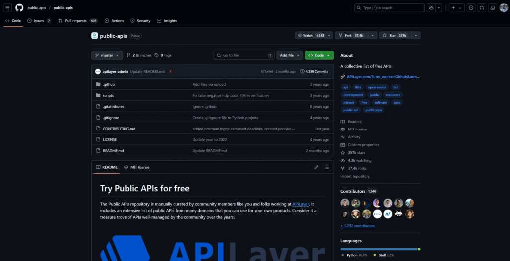free apis, github, public apis